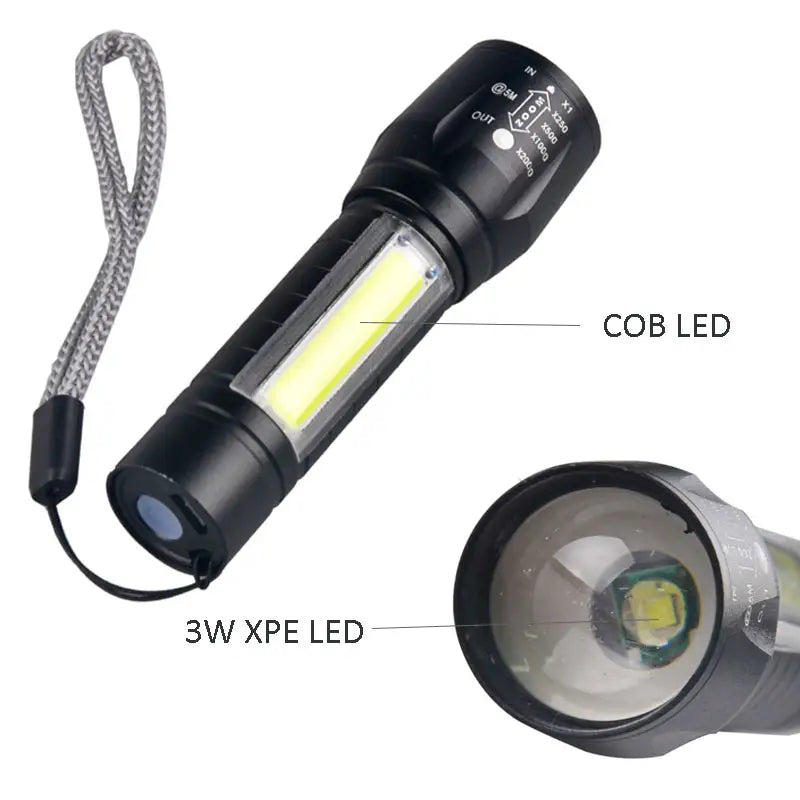 LUMI PRO MINI - Linterna LED de Bolsillo recargable de aluminio resistente, impermeable. Incluye batería de Iones de Litio, cable USB y Estuche de Almacenamiento