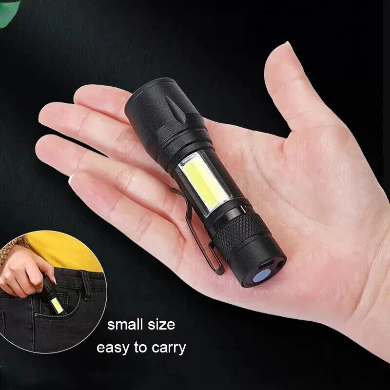 LUMI PRO MINI - Linterna LED de Bolsillo recargable de aluminio resistente, impermeable. Incluye batería de Iones de Litio, cable USB y Estuche de Almacenamiento