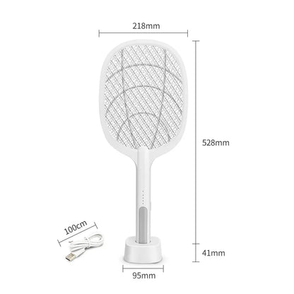 Raqueta Eléctrica Anti Mosquitos LUMION. Indicador LED, Batería recargable vía USB,4000V.