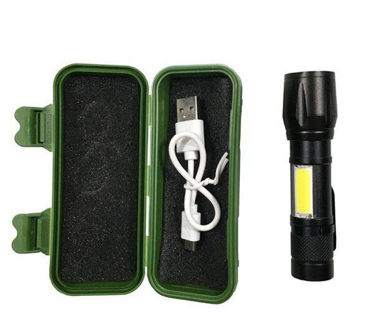 LUMI PRO MINI - Linterna LED de Bolsillo recargable de aluminio resistente, impermeable. Incluye batería de Iones de Litio, cable USB y Estuche de Almacenamiento